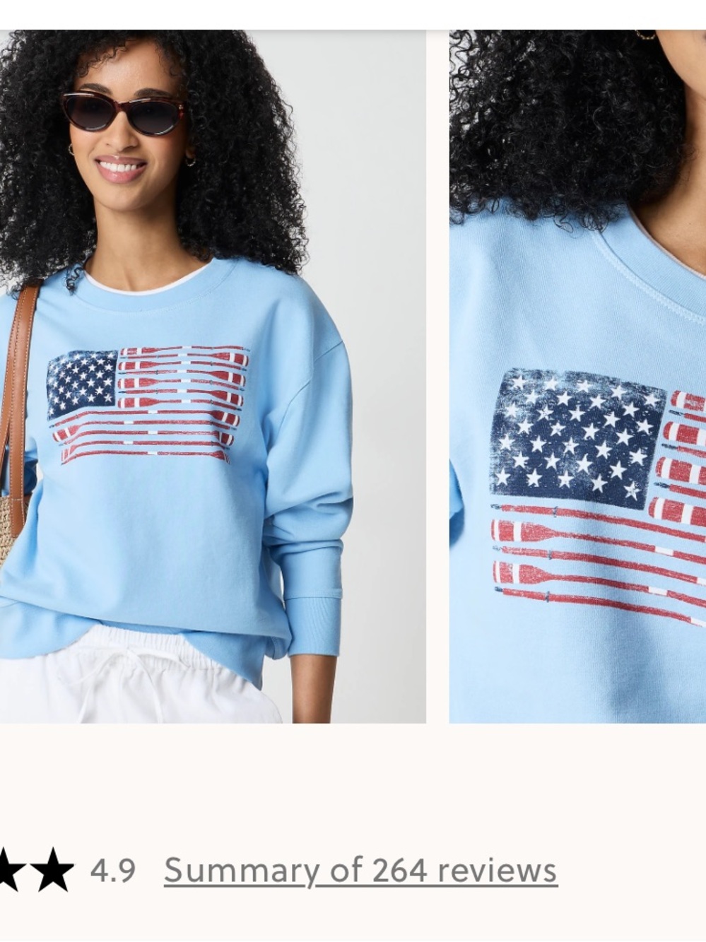 J.Crew Factory Oar Flag Graphic Sweatshirt Blue Americana Labor Day Size M